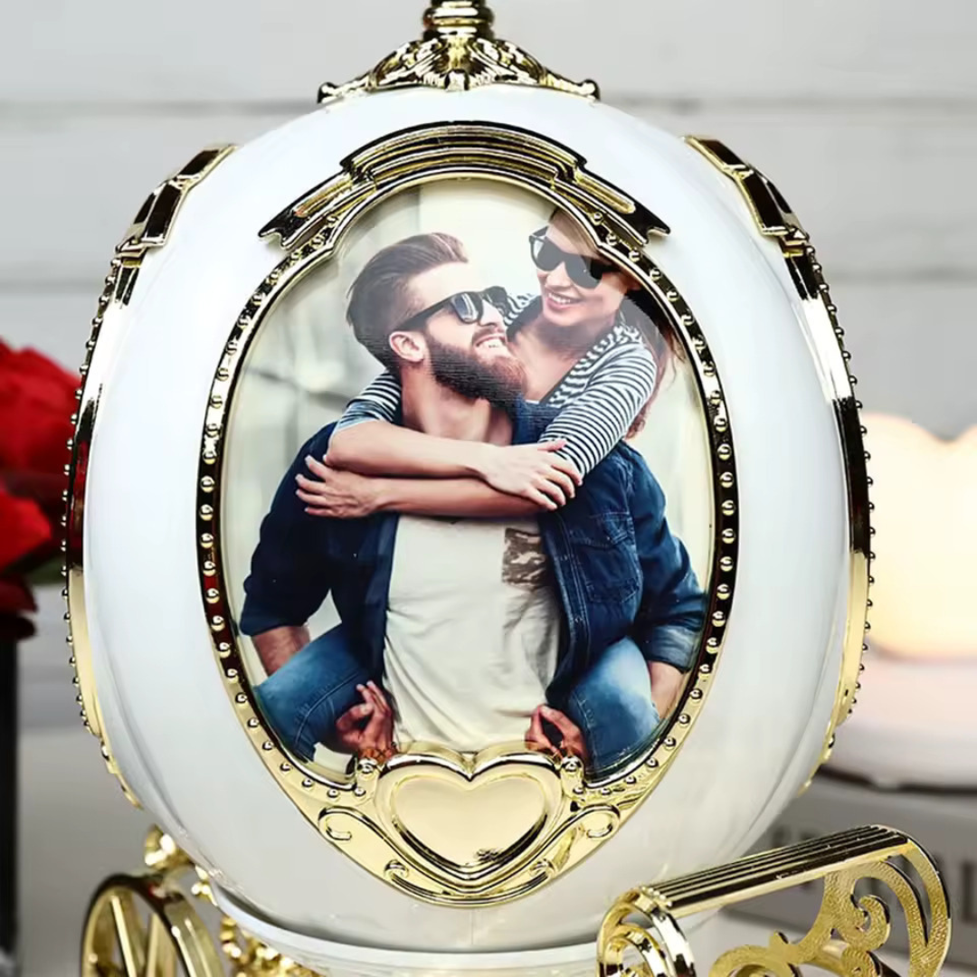 Portarretrato musical giratorio con 4 marcos para fotos